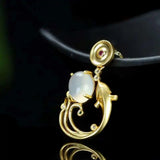 Hand-carved Jade Inlay 24k Fish Necklace Pendant Men Women Luck
