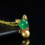 Hand-carved Jade Inlay 24k Necklace Pendant Men Women