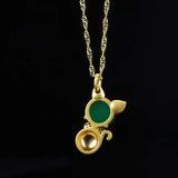 Hand-carved Jade Inlay 24k Necklace Pendant Men Women