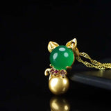 Hand-carved Jade Inlay 24k Necklace Pendant Men Women