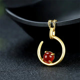 Hand-carved Jade Copper Plating Necklace Pendant Men and Women Luck
