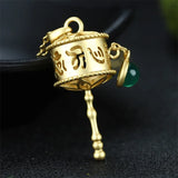 Hand-carved Jade & Copper Plated 24k Scripture Necklace Pendant