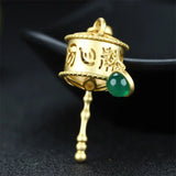 Hand-carved Jade & Copper Plated 24k Scripture Necklace Pendant