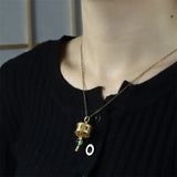 Hand-carved Jade & Copper Plated 24k Scripture Necklace Pendant