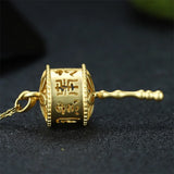 Hand-carved Jade & Copper Plated 24k Scripture Necklace Pendant