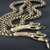 Natural Hand-carved Old Tibetan Silver Dragon Head Necklace Pendant Jewelry Luck