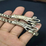Hand-carved Tibetan Silver Dragon Head Necklace Pendant