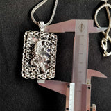Hand-carved Tibetan Silver Tiger Necklace Pendant for Luck