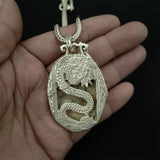 Hand-carved Tibetan Silver Zodiac Dragon Necklace Pendant