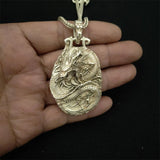 Hand-carved Tibetan Silver Zodiac Dragon Necklace Pendant