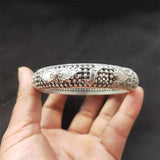Hand-carved Tibetan Silver Hollow Bangle Bracelet Men Women Luck Gifts