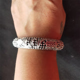 Hand-carved Tibetan Silver Hollow Bangle Bracelet Men Women Luck Gifts