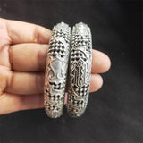 Hand-carved Tibetan Silver Hollow Bangle Bracelet Men Women Luck Gifts