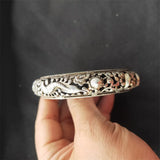 Tibetan Silver Hollow Dragon Fish Bangle Bracelet Men Women Luck Gifts