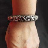 Tibetan Silver Hollow Dragon Fish Bangle Bracelet Men Women Luck Gifts