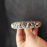 Tibetan Silver Hollow Dragon Fish Bangle Bracelet Men Women Luck Gifts