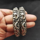Tibetan Silver Hollow Dragon Fish Bangle Bracelet Men Women Luck Gifts