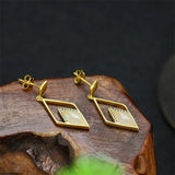 Hand-carved White Jade 925 Silver Gufajin Earrings Studs