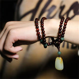 Hand-carved Jade Rosewood Bracelet Lucky Bangle