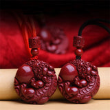 Handcarve Cinnabar Fortune Pixiu Necklace Pendant Luck Amulet