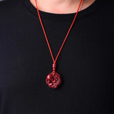 Handcarve Cinnabar Fortune Pixiu Necklace Pendant Luck Amulet