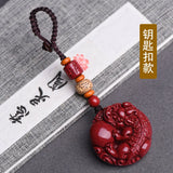 Handcarve Cinnabar Fortune Pixiu Necklace Pendant Luck Amulet