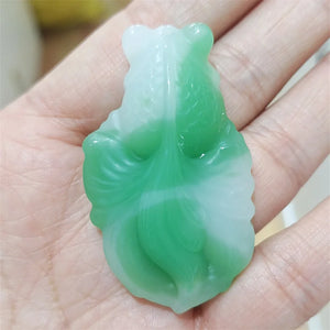 Handcarve Jade Goldfish Necklace Pendant Men Women Luck