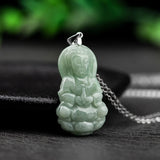 Natural Jade Guanyin Buddha Necklace Pendant Jewelry