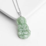 Natural Jade Guanyin Buddha Necklace Pendant Jewelry