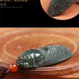 Handcarve Jade Cicada Necklace Pendant Natural Luck Jewelry Men Women