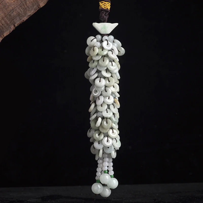 Natural Handcarve Jade Pingan Buckle Necklace Pendant Jewelry Men Women Luck