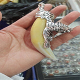 Natural Handcarve Teeth Necklace Pendant Jewelry Accessories