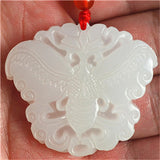 Handcarve Jade Butterfly Necklace Pendant Men Women Luck