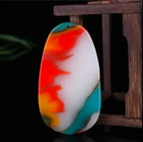 Hetian Caiyu Hand-carve Guanyin Necklace Pendant Jewelry Men Women Luck