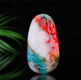 Hetian Caiyu Hand-carve Guanyin Necklace Pendant Jewelry Men Women Luck
