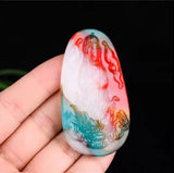 Hetian Caiyu Hand-carve Guanyin Necklace Pendant Jewelry Men Women Luck
