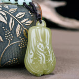 Natural Hetian Jade Cabbage Pendant Charm Women's Hand-Carved Pendant