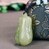 Natural Hetian Jade Cabbage Pendant Charm Women's Hand-Carved Pendant
