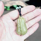 Natural Hetian Jade Cabbage Pendant Charm Women's Hand-Carved Pendant