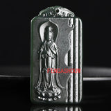 Natural Hetian Jade Hand-carved Guanyin Pendant Necklace