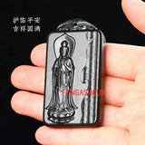 Natural Hetian Jade Hand-carved Guanyin Pendant Necklace