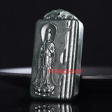 Natural Hetian Jade Hand-carved Guanyin Pendant Necklace