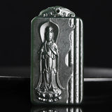 Natural Hetian Jade Hand-carved Guanyin Pendant Necklace