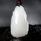 Natural Hetian Magnolia Flower Pendant Charm Hand-Carved Women's Men's Jewellery