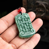 Green Jade Bean Abacus Pendant Charm Necklace Hand-Carved Jewellery