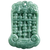 Green Jade Bean Abacus Pendant Charm Necklace Hand-Carved Jewellery