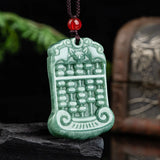 Green Jade Bean Abacus Pendant Charm Necklace Hand-Carved Jewellery