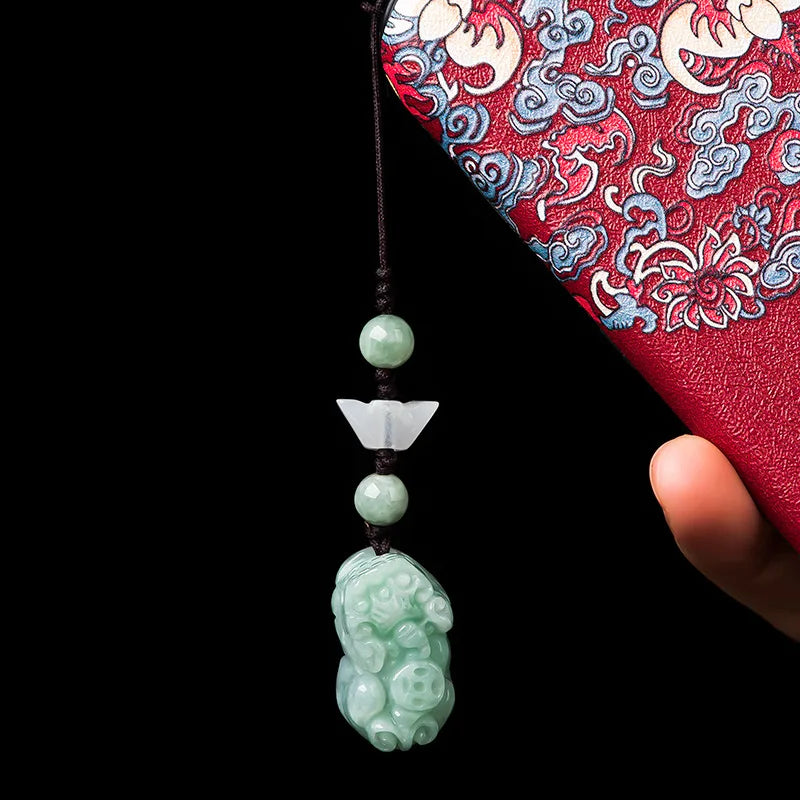 Natural Jade Pixiu Mobile Phone Pendant Chinese Style Jadeite Jewelry