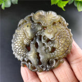 Natural Jade Antique Pisces Pendant Charm Jewelry Hand-Carved Pendant