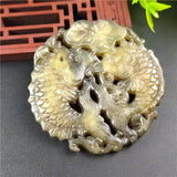 Natural Jade Antique Pisces Pendant Charm Jewelry Hand-Carved Pendant